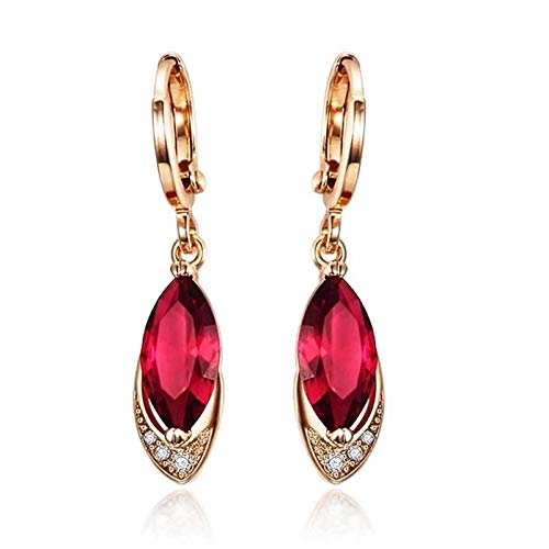 LMRJHAZM Cellacity Classic 925 Drop Ohrringe für Frauen Red Ruby Edelstein Dangle Ohrringe Schmuck Hochzeit Engagement Geschenk von LMRJHAZM