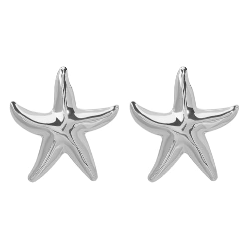 LMRJHAZM Chunky Star Starfish Dangle Ohrringe für Frauen Hypoallergene Gold plattiert Big Ocean Muschel Statement Charms Drop Bangeln Ohrring Leichtes Strandfeiertagsfeiern Schmuck von LMRJHAZM