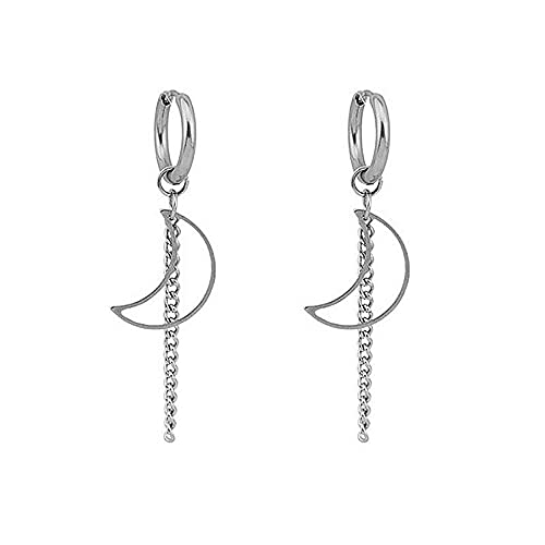 LMRJHAZM Crescent Moon Quaste Kette Dangle Drop Huggie Hoop Ohrringe für Frauen Männer 316 Chirurgische Edelstahl -Reize für minimalistische kleine Hoop Knorpel Mode einzigartige BTS -Fans Schmuck von LMRJHAZM