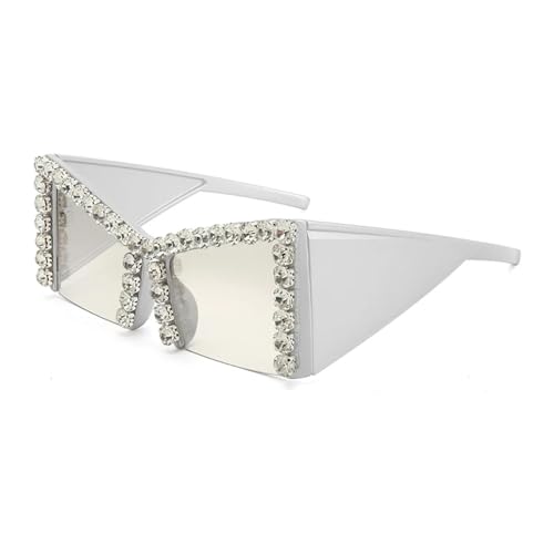 LMRJHAZM Diamond Luxury Large Frame Sunglasses Shiny Rhinestone Embedded Sunglasses for Women UV400 Protection von LMRJHAZM
