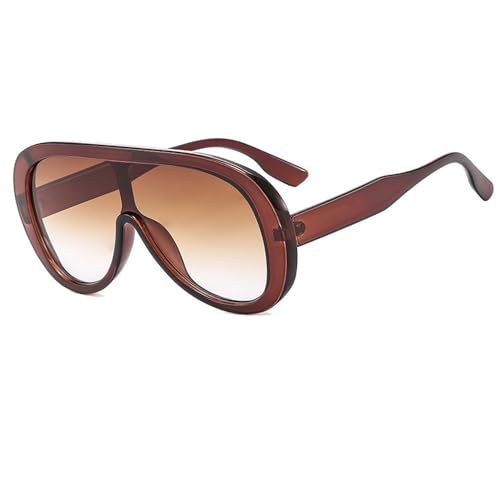 LMRJHAZM Einteilige Sonnenbrille für Damen, modisch, übergroße Sonnenbrille, für Herren, UV400, trendige Damenbrille, Brownabrown, Einheitsgröße LMRJHAZM Einteilige Sonnenbrille für Damen, modisch, übergroße Sonnenbrille, für Herren, UV400, trendige Damenbrille, Brownabrown, Einheitsgröße von LMRJHAZM
