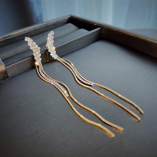 LMRJHAZM Farbe übertriebene lange Ohrringe für Frauen Strassstein Quasten Ohrringe Schmuck Geburtstag Geschenk von LMRJHAZM