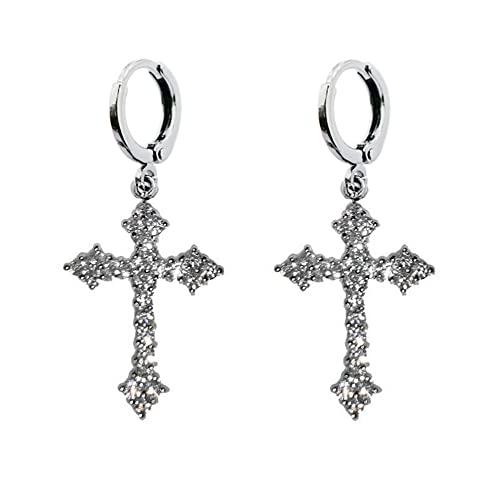 LMRJHAZM Fashion Cz Cross Dangle Ohrringe für Frauen hypoallergene Kristallreihe Drop Huggie Small Hoop Knorpel Manschettenstrahl von LMRJHAZM