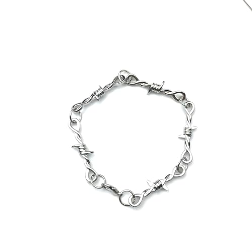 LMRJHAZM Frauen Schmuck Mädchen Accessoires 925 Sterling Silber Stacheldraht Halskette, kleine Drahtbrommere Unisex Halskette, Hip-Hop Gothic Punk Stachel Draht Little Thorns Kette Choker, Barb Draht von LMRJHAZM