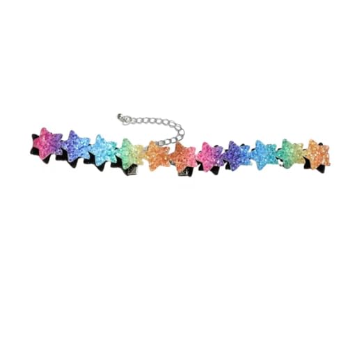 LMRJHAZM Frauenschmuck Y2K süße Regenbogen Herz Stars Butterfly Choker für Frauen Geburtstagsfeier 80er Ball Valentinstag Weihnachten Schmuckzubehör Juwely von LMRJHAZM