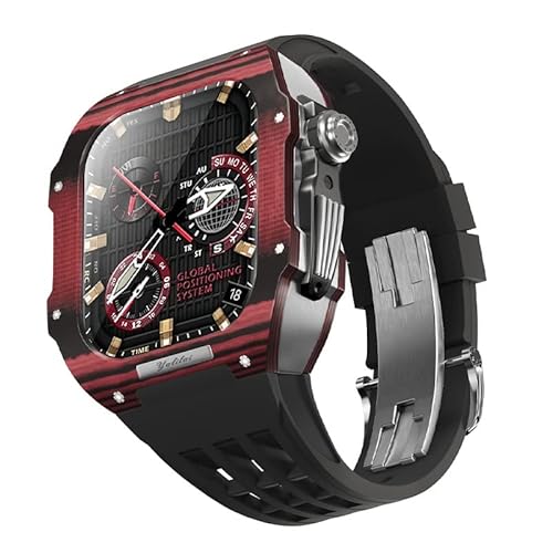 LMRJHAZM Für 9 8 7 6 Se 5 4 Serie 44mm 45mm Uhrenband Mod Kit Frauen Frauen Kohlenstofffaser Uhren Hülle Gummi -Uhrengurt Ersatzzubehör von LMRJHAZM