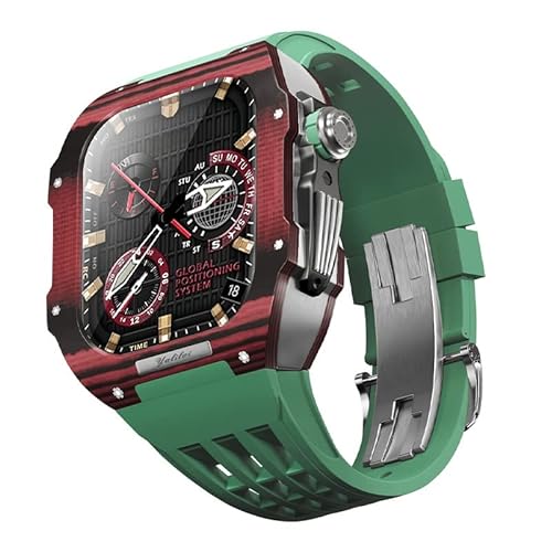 LMRJHAZM Für 9 8 7 6 Se 5 4 Serie 44mm 45mm Uhrenband Mod Kit Frauen Frauen Kohlenstofffaser Uhren Hülle Gummi -Uhrengurt Ersatzzubehör von LMRJHAZM