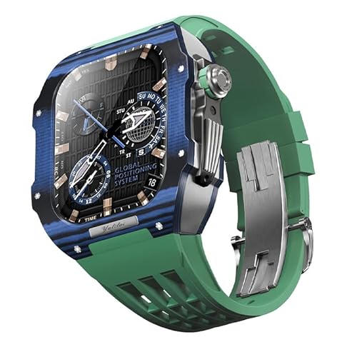 LMRJHAZM Für 9 8 7 6 Se 5 4 Serie 44mm 45mm Uhrenband Mod Kit Frauen Frauen Kohlenstofffaser Uhren Hülle Gummi -Uhrengurt Ersatzzubehör von LMRJHAZM