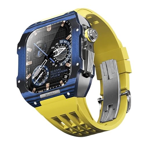 LMRJHAZM Für 9 8 7 6 Se 5 4 Serie 44mm 45mm Uhrenband Mod Kit Frauen Frauen Kohlenstofffaser Uhren Hülle Gummi -Uhrengurt Ersatzzubehör von LMRJHAZM