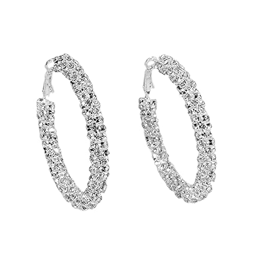 LMRJHAZM Glänzende große Hoop -Ohrringe für Frauen Mädchen Boho -Strass -Verpackung Wickelte Hoops Huggie Ohrring Leichte Funkeln Hochzeit Weihnachtsgeburtstag Schmuckgeschenke 50mm von LMRJHAZM