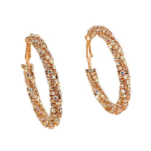 LMRJHAZM Glänzende große Hoop -Ohrringe für Frauen Mädchen Boho -Strass -Verpackung Wickelte Hoops Huggie Ohrring Leichte Funkeln Hochzeit Weihnachtsgeburtstag Schmuckgeschenke 50mm von LMRJHAZM