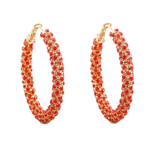 LMRJHAZM Glänzende große Hoop -Ohrringe für Frauen Mädchen Boho -Strass -Verpackung Wickelte Hoops Huggie Ohrring Leichte Funkeln Hochzeit Weihnachtsgeburtstag Schmuckgeschenke 50mm von LMRJHAZM