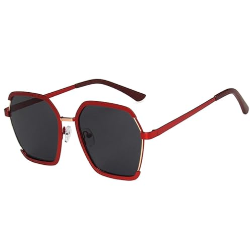 LMRJHAZM Große Damen-Sonnenbrille für Herren, Metall, halber Rahmen, Damen-Sonnenbrille, Reisebrille, UV400, Rotgrau, Einheitsgröße LMRJHAZM Große Damen-Sonnenbrille für Herren, Metall, halber Rahmen, Damen-Sonnenbrille, Reisebrille, UV400, Rotgrau, Einheitsgröße von LMRJHAZM