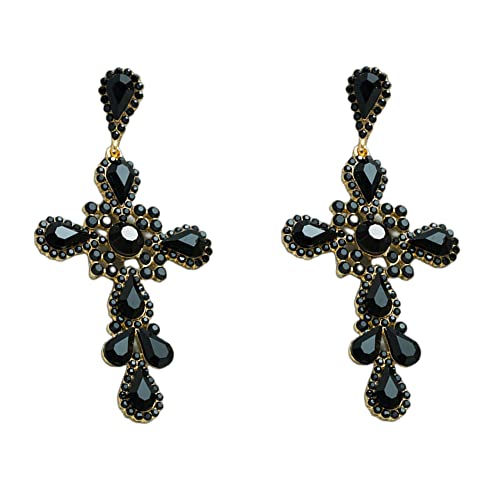 LMRJHAZM Große große Kristallkreuzohrringe für Frauen Mädchen Mode zierlich Kubik Zirkonia Glauben Charms Statement Drop Dangle Gestüt Luxus übertrieben Hochzeits Geburtstag Weihnachten Schmuck von LMRJHAZM