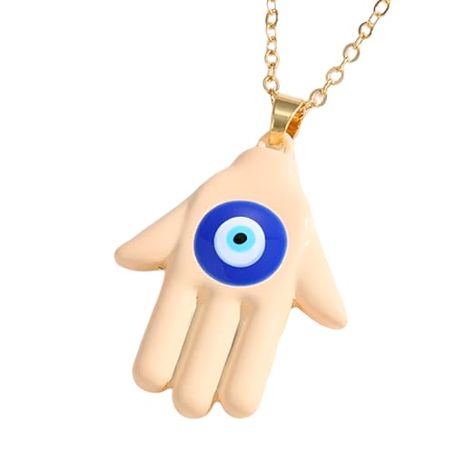 LMRJHAZM Hamsa Halskette für Frauen und Männer, mehrfarbige Hamsa Hand Böse Augen Halskette türkisch blaues Augen Fatima Handpulloverketten, Mano de Fatima Con Ojo Turco von LMRJHAZM