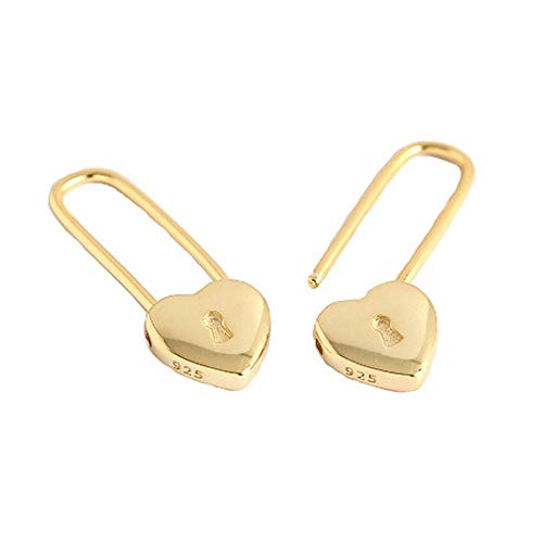 LMRJHAZM Herz Sicherheit Pin Sterling Silber kleine Hoop Ohrringe für Frauen Mädchen Minimalist Huggie Hoops Süßes Liebesschloss Knorpel Drop Dangle Ohrring Mode Weihnachten Geburtstag Thanksgiving von LMRJHAZM