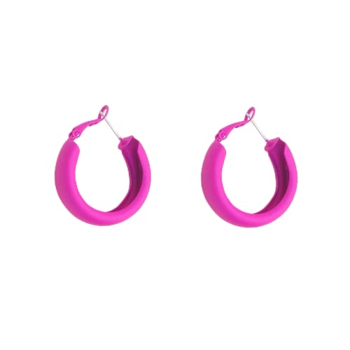 LMRJHAZM Klobige große matte runde Hoop -Ohrringe für Frauen Mädchen 925 Sterling Silber Post Hypoallergenic 80s 90er Jahre breites Huggie -Hoops Mode zierlich klassisches leichter Y2K -Schmuck Bunte von LMRJHAZM