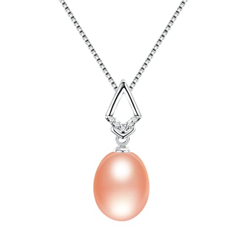 LMRJHAZM Kronleuchter 100% natürliches Süßwasser Oval Perlenkette Zirkon Anhänger feiner Schmuck für Frauen Licht von LMRJHAZM