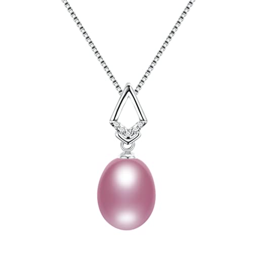 LMRJHAZM Kronleuchter 100% natürliches Süßwasser Oval Perlenkette Zirkon Anhänger feiner Schmuck für Frauen Licht von LMRJHAZM