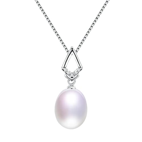 LMRJHAZM Kronleuchter 100% natürliches Süßwasser Oval Perlenkette Zirkon Anhänger feiner Schmuck für Frauen Licht von LMRJHAZM