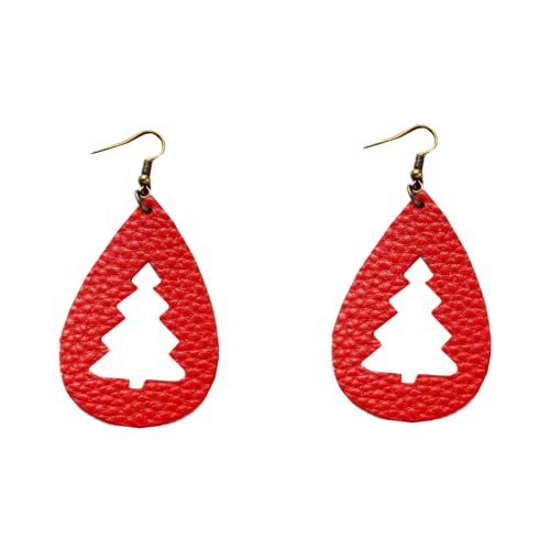 LMRJHAZM Leder Tränenfleisch Weihnachtsbaumohrringe für Frauen Mädchen Mehrfach leichtes Statement großer Statement Dangle Drop Haken Nickle Free Schmuckgeschenke Weihnachtsferien Weihnachtsferien von LMRJHAZM