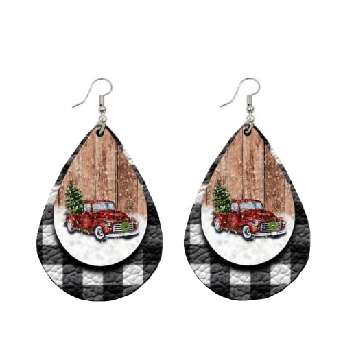 LMRJHAZM Leder Tränenfleisch Weihnachtsbaumohrringe für Frauen Mädchen Mehrfach leichtes Statement großer Statement Dangle Drop Haken Nickle Free Schmuckgeschenke Weihnachtsferien Weihnachtsferien von LMRJHAZM