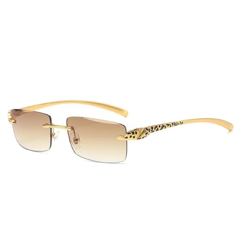 LMRJHAZM Luxuriöse randlose Damen-Sonnenbrille für Herren im Vintage-/Punk-Stil, Metall-Schattierungen von LMRJHAZM