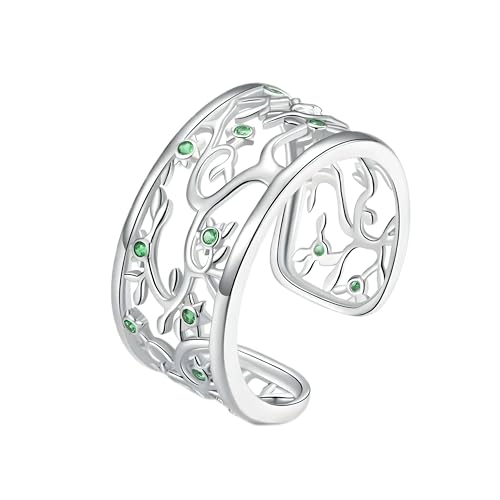 LMRJHAZM Mädchenprodukte Cocktail Ring Neu 925 Sterling Silver Tree of Life Stapelbare Fingerringe für Frauen Hochzeit Schmuckt01 Geschenke von LMRJHAZM