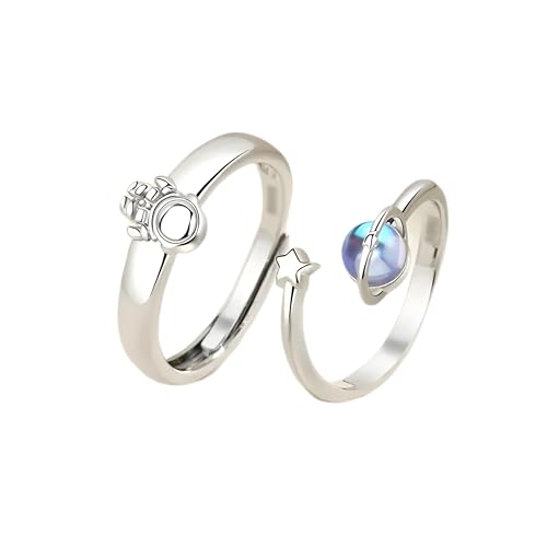 LMRJHAZM Mädchenprodukte romantisches Paar Astronaut Planet Ringe für Frauen Sliver Männer offener Ring Luxus Persönlichkeit Finger Ring Schmuck Geschenke-N43 Geschenke von LMRJHAZM