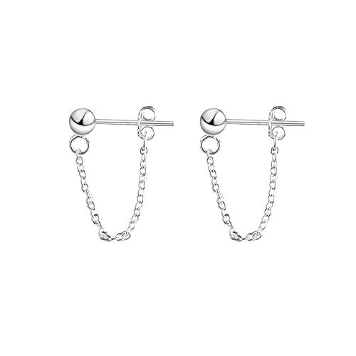 LMRJHAZM Minimalistische Kugel Perle Quaste Kette Tropfen Dangle Ohrringe für Frauen Mädchen S925 Sterling Silver Tiny Bod Tragus Knorpel von LMRJHAZM
