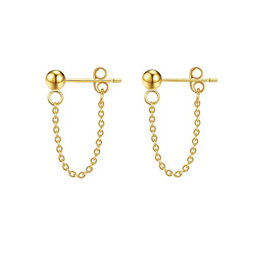 LMRJHAZM Minimalistische Kugel Perle Quaste Kette Tropfen Dangle Ohrringe für Frauen Mädchen S925 Sterling Silver Tiny Bod Tragus Knorpel von LMRJHAZM