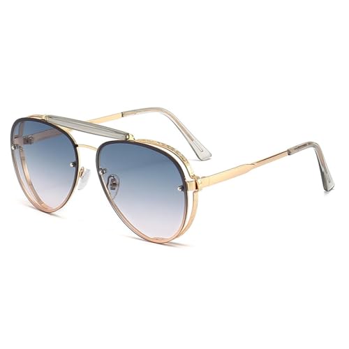LMRJHAZM Modische Sonnenbrille mit Metallrahmen, Retro, Doppelstrahl LMRJHAZM Modische Sonnenbrille mit Metallrahmen, Retro, Doppelstrahl von LMRJHAZM