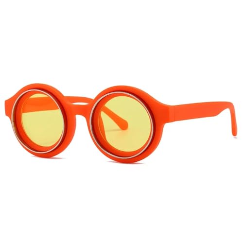 LMRJHAZM Modische runde Vintage-Sonnenbrille für Damen und Herren, Punk-Schattierungen, luxuriös, UV400, Orangegelb, Einheitsgröße LMRJHAZM Modische runde Vintage-Sonnenbrille für Damen und Herren, Punk-Schattierungen, luxuriös, UV400, Orangegelb, Einheitsgröße von LMRJHAZM