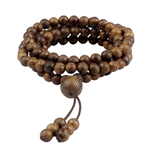 LMRJHAZM Neue Unisex-Stainles Stell 6mm Holzperlen Armbänder Buddhist 108 Holz Gebet Perlen Halskette Mehrschichtes Armband Fashion Schmuckgeschenk Geschenkverkehrszubehör kreativ für Frauen und von LMRJHAZM
