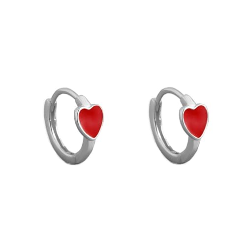 LMRJHAZM Niedliche Emaille -Herz -Reifen Ohrringe für Frauen Mädchen 925 Sterling Silber 14K Gold plattiert hypoallergenen schönen kleinen Hoops Huggie Hoops Knorpel Piercing Schmuck minimalistische von LMRJHAZM