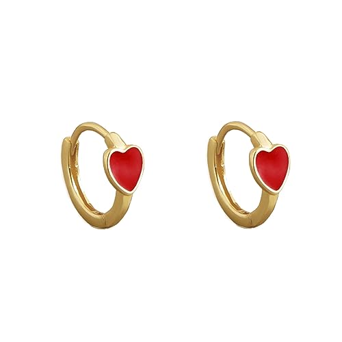 LMRJHAZM Niedliche Emaille -Herz -Reifen Ohrringe für Frauen Mädchen 925 Sterling Silber 14K Gold plattiert hypoallergenen schönen kleinen Hoops Huggie Hoops Knorpel Piercing Schmuck minimalistische von LMRJHAZM