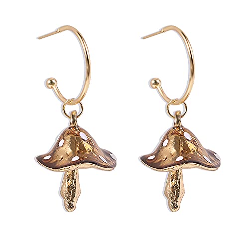 LMRJHAZM Niedliche Pilze Dangle Ohrringe für Frauen Mädchen goldplattiert Email Essen Halbhaut Hölzer lebensechter kreativer Ohrring -Geburtstagsfeier handgefertigt y2k Schmuck Schmuck von LMRJHAZM