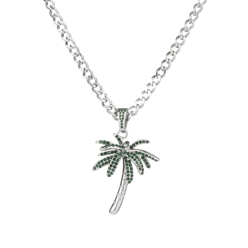 LMRJHAZM Palmbaumkette für Frauen, 925 Sterlingsilber, tropische Palme, Kokosnussbaum -Strandkette, Palmenhänger, hawaiianische Strand Berufung, Palmenhalskette für Frauen, tropische Halskette von LMRJHAZM