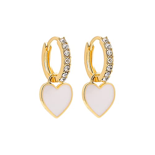 LMRJHAZM Preppy Love Heart Hoop Ohrringe für Frauen Teen Mädchen Gold plattiert Kubikzirkonia Cz Charms Dangle Drop Huggie Small Hoops Knorpel Ohrring Mode farbenfrohe Y2K -Schmuck süße Geschenke von LMRJHAZM