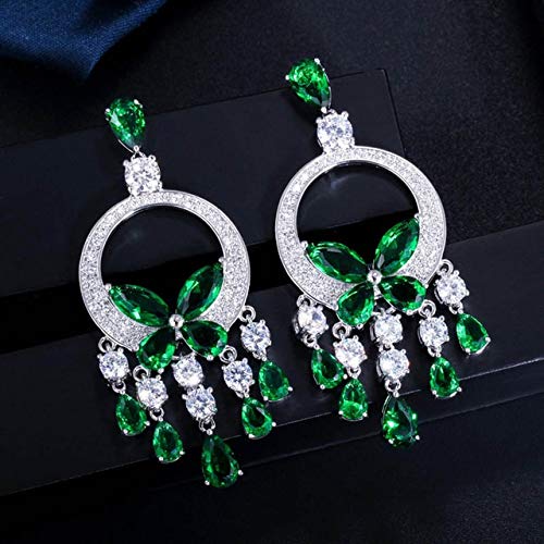 LMRJHAZM Qualität lang großer Steingelb Kristall Ohrringe für Frauen Statement Hochzeitsfeier Schmuck Schmuck von LMRJHAZM