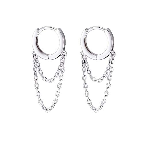 LMRJHAZM Quastenkette Drop Dangle kleine Hoop Ohrringe für Frauen Mädchen 925 Sterling Silber Huggie Helix Knorpel Tragus Daith Piercing Manschette minimalistische Mode personalisierte Punkschmuck von LMRJHAZM