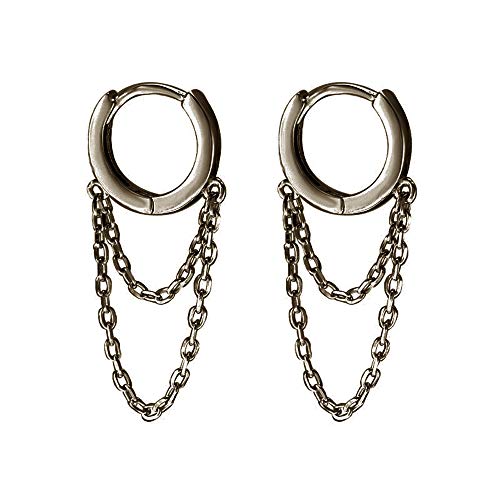 LMRJHAZM Quastenkette Drop Dangle kleine Hoop Ohrringe für Frauen Mädchen 925 Sterling Silber Huggie Helix Knorpel Tragus Daith Piercing Manschette minimalistische Mode personalisierte Punkschmuck von LMRJHAZM