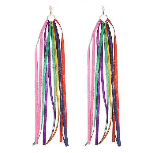 LMRJHAZM Rainbow Quaste Tassel Dangle Ohrringe für Frauen Mädchen Gold plattiert Boho handgefertigtes farbenfrohes Band Langer Threader Runde Drop Haumeln leichte Statement Hoop Hook Ohrring Bohemian von LMRJHAZM