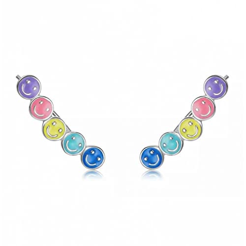 LMRJHAZM Regenbogen Emaille Stud Women Ohrringe Stapelbar farbig lächelnde Gesicht Ohrringe für Schmuck Geschenk von LMRJHAZM
