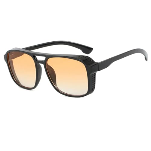 LMRJHAZM Retro Fashion Doppelbrücken-Sonnenbrille, UV400 Farbverlauf, blaue Teetöne für Damen und Herren im Freien, Blackalightbrown, Einheitsgröße von LMRJHAZM