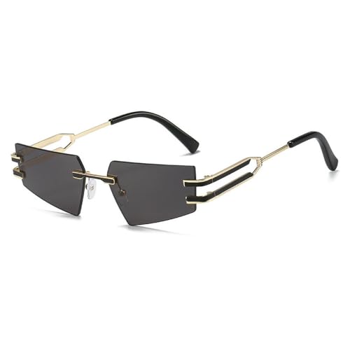 LMRJHAZM Retro randlose Sonnenbrille für Damen und Herren, Punk, Metall, rahmenlose Brille, UV400 Schattierungen, modische Brillen von LMRJHAZM