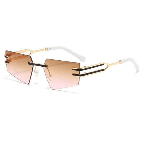 LMRJHAZM Retro randlose Sonnenbrille für Damen und Herren, Punk, Metall, rahmenlose Brille, UV400 Schattierungen, modische Brillen von LMRJHAZM