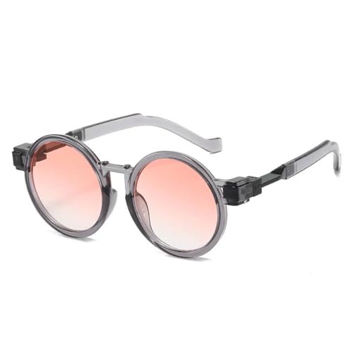 LMRJHAZM Runde Punk-Sonnenbrille für Damen, UV400, für Herren, klarer Farbverlauf von LMRJHAZM