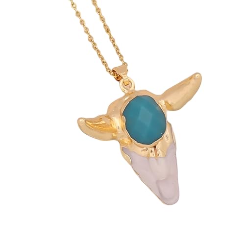 LMRJHAZM Schädel Halskette für Männer Frauen Bullenkopf Anhänger Halskette Boho Temperament Taurus Schädel Anhänger Bohemian Schmuck Memento Mori Halskette Pirate Larkette von LMRJHAZM