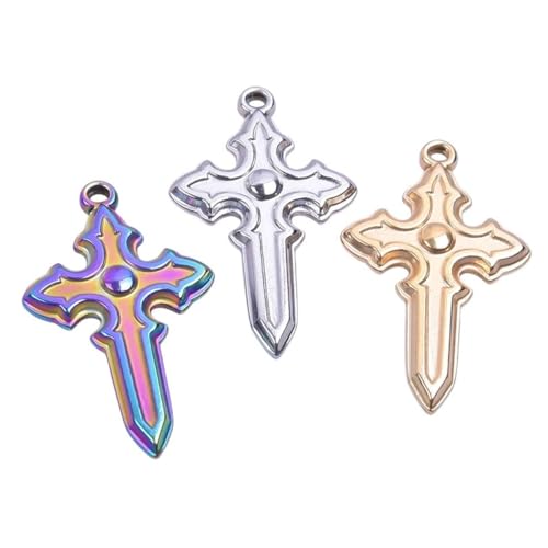 LMRJHAZM Schmuck 3pcs Edelstahl -Reiz für Schmuckzubehör Crosses Anhänger DIY Halskette Ohrring Charm Vintage Accessoires Material Modetrendy Kreatives Geschenk für Frauen und Männer Geschenk von LMRJHAZM